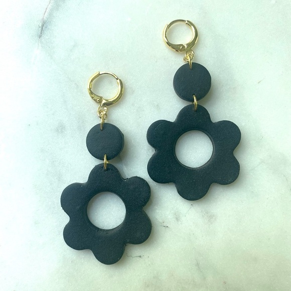 Polymer Clay Handmade Flower Dangle Earrings - Picture 2 of 4
